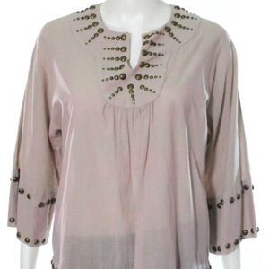 James Coviello Taupe Pink Metal Studded Top Sz 2